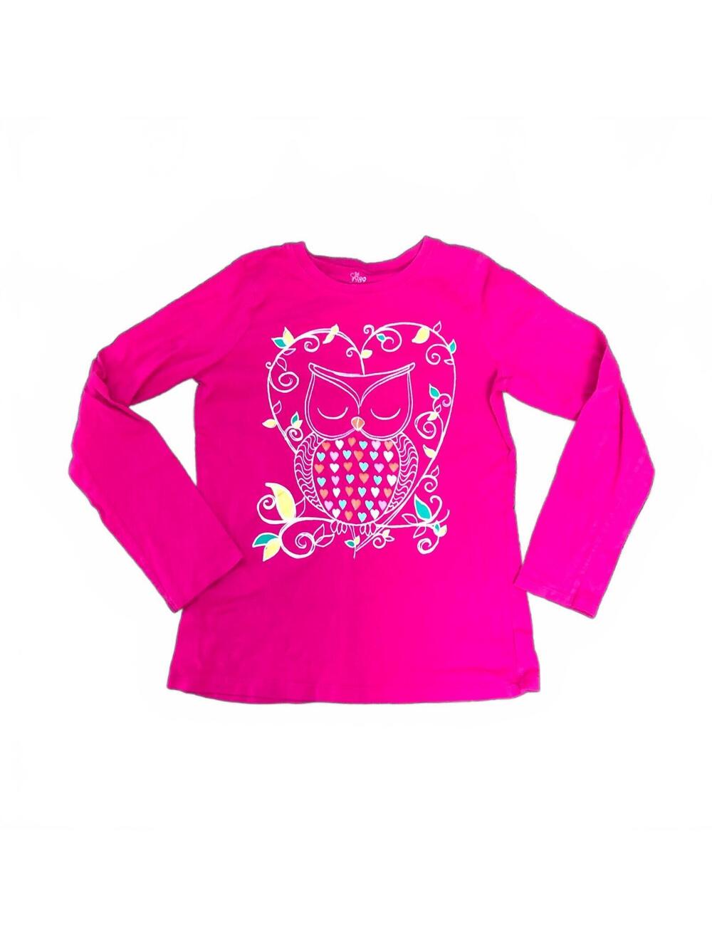 The Children's Place Girls' Long Sleeve Pink Owl Heart Shirt Size 10/12